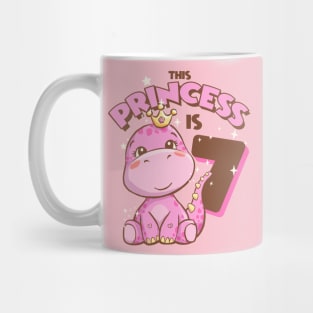 This Princess is 7 Girls 7th Birthday Pink Dinosaur Party Mug